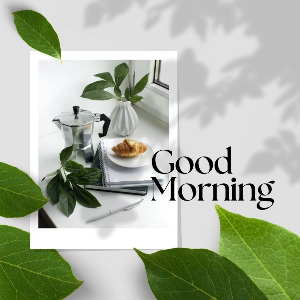 Green White Minimalist Good Morning Image